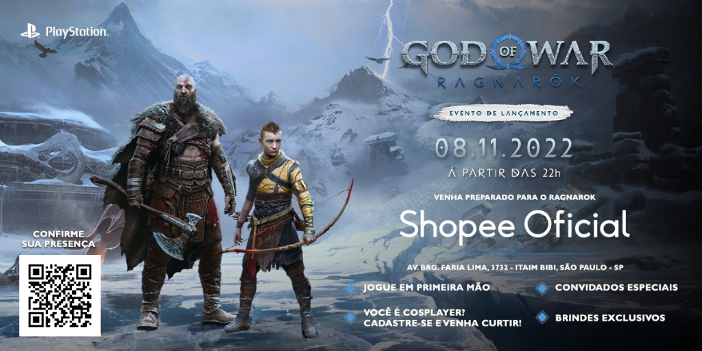 PlayStation e Shopee promovem evento de pré-lançamento do God of War:  Ragnarok em São Paulo 