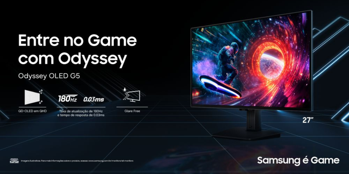 Samsung aumenta portfólio com monitor Odyssey OLED G5 e amplia acesso à tecnologia OLED para performance gamer