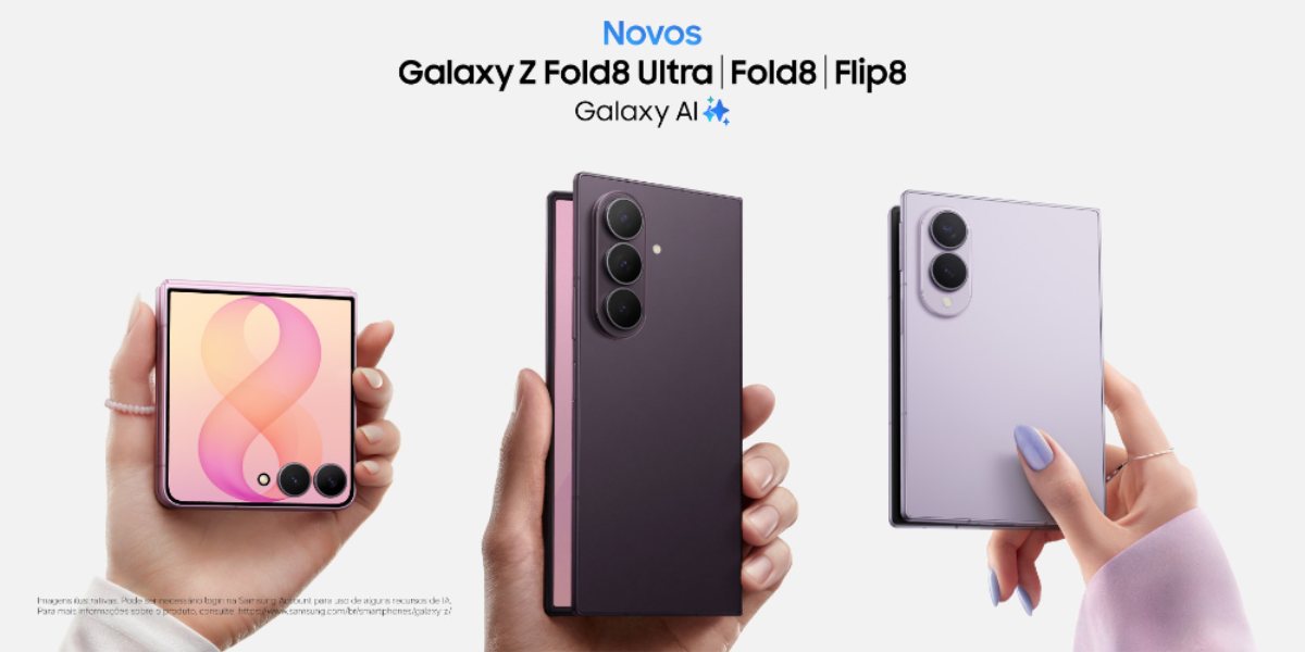 Samsung amplia linha de dobráveis com Galaxy Z Fold8 Ultra, Fold8 e Flip8