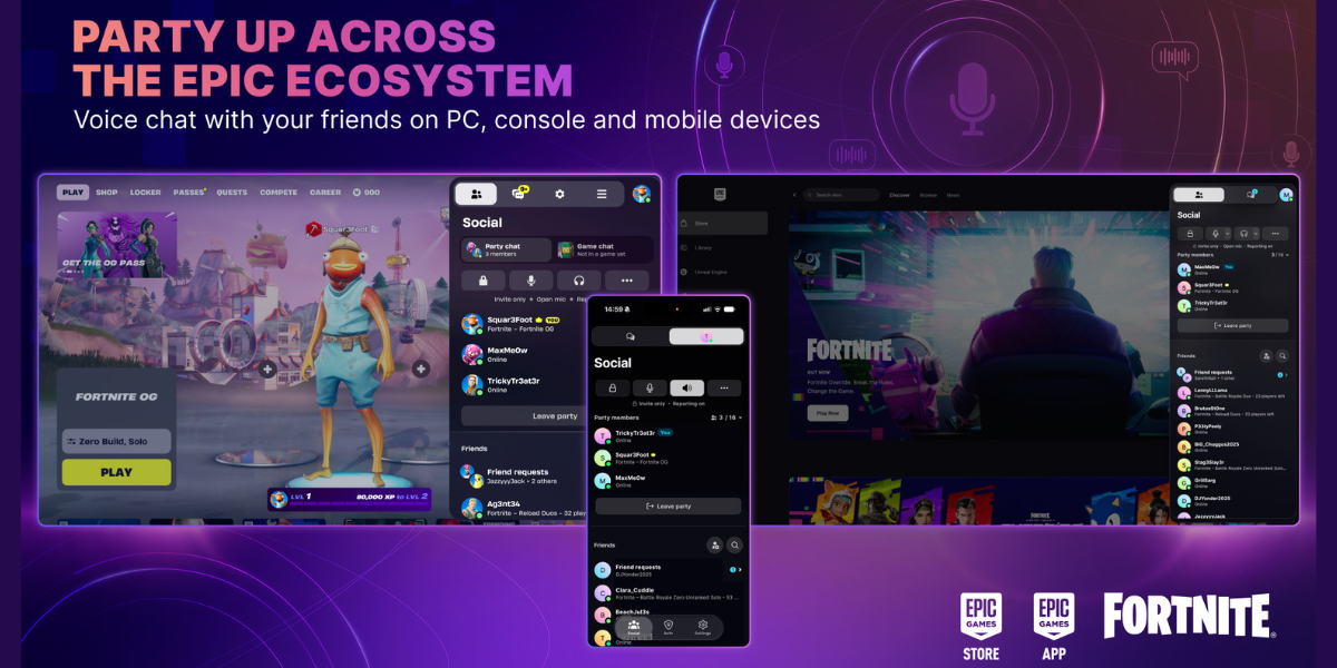 Epic Games amplia chat de voz entre Fortnite, PC e aplicativos móveis
