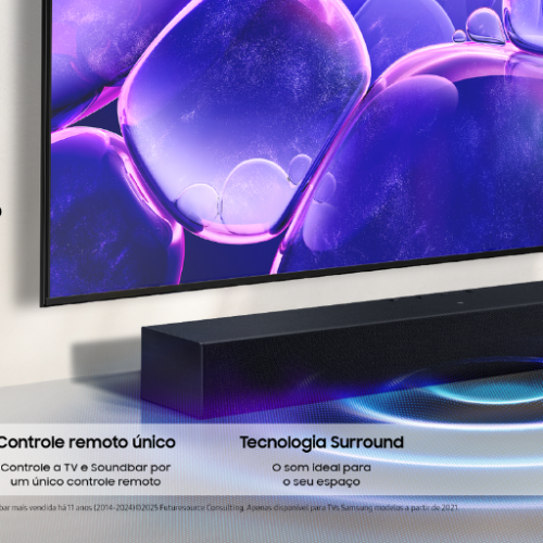 Nova Soundbar B400F, da Samsung, é a porta de entrada para uma experiência sonora completa